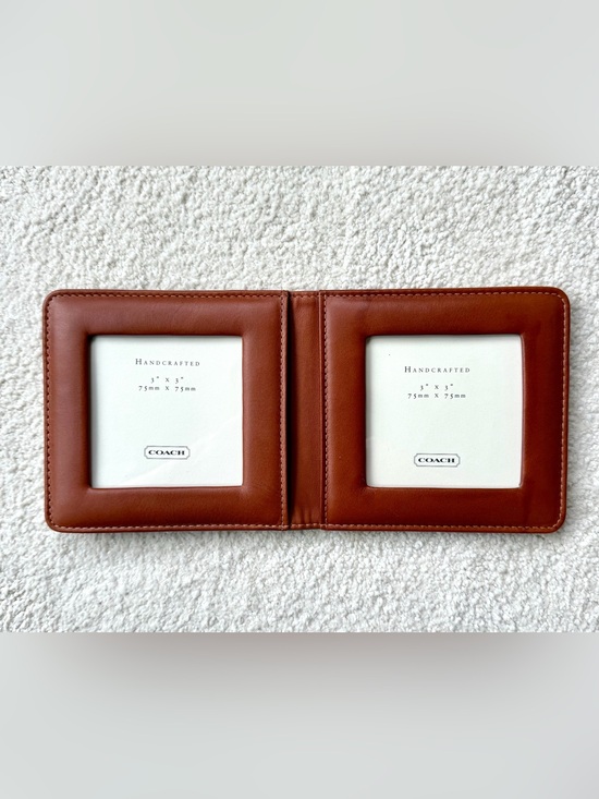 Coach Accessories - Vintage Coach Leather Double Photo Frame in British Tan